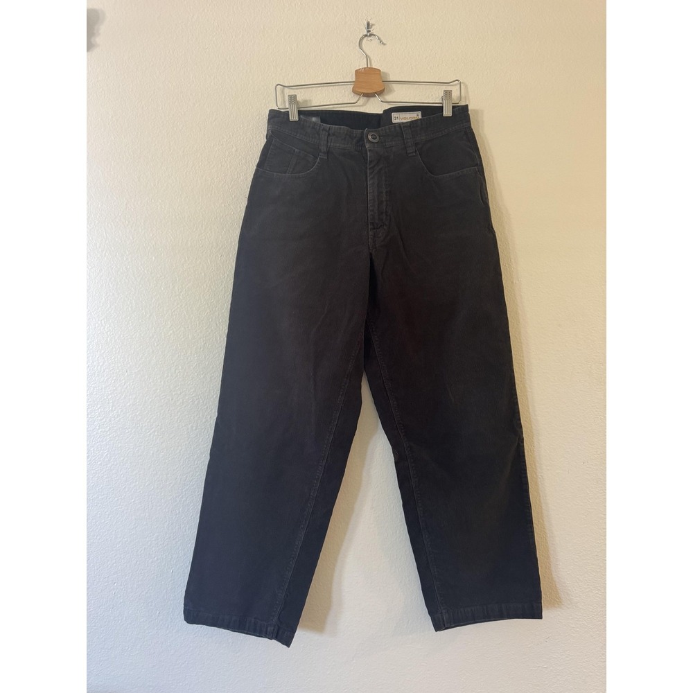 Volcom Pants Mens 31 Black Corduroy Chino Straight Leg 5‎ Pocket Casual Pants